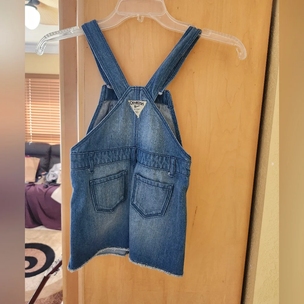 Lot (2)Juicy Couture Girl Pink & Gold Heart Top 18M +OshKosh Girls Bib Overalls